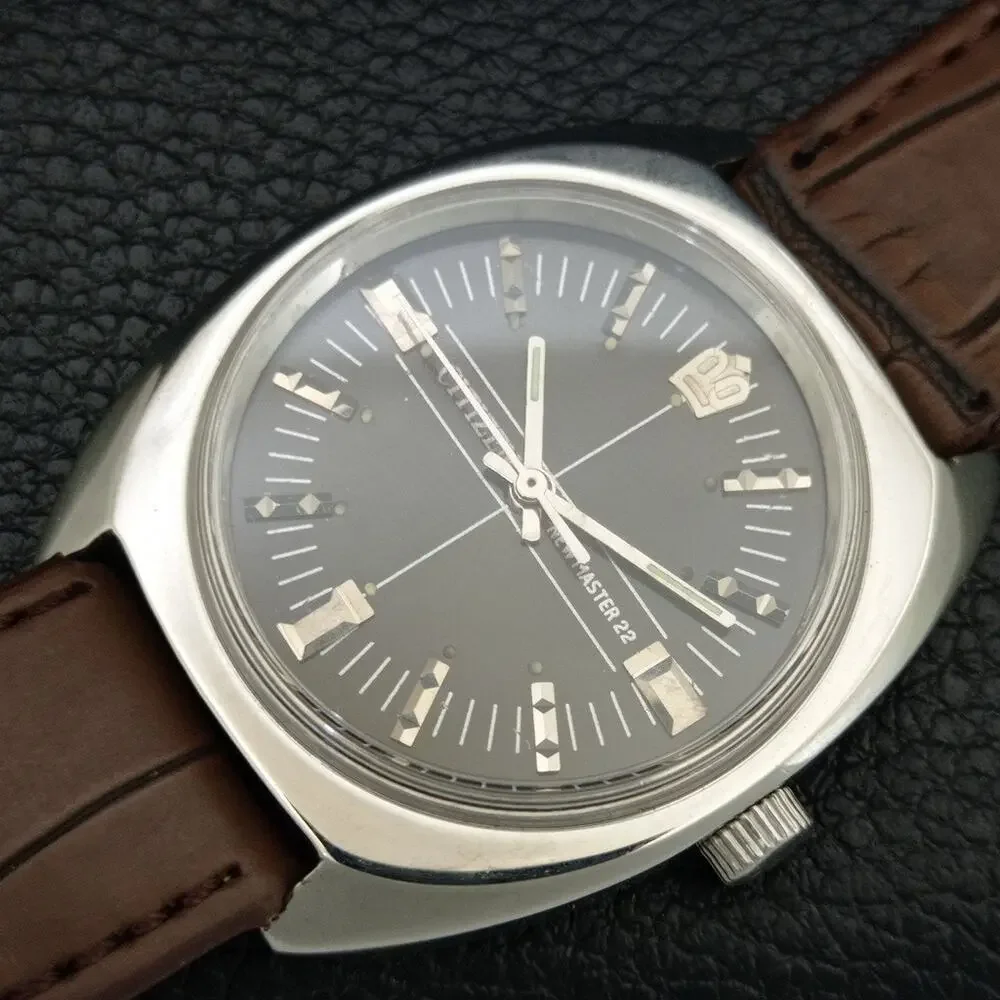Vintage 1986 Citizen Manual Wound Mens Silver Watch & Silver Accents